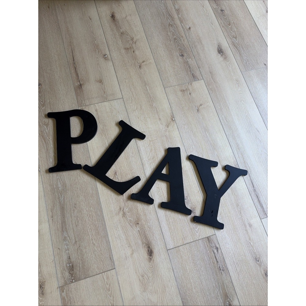 Playroom Decor Play Black Wooden Letters Boho Wall Signs, Play